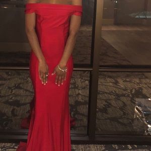 Long red prom dress